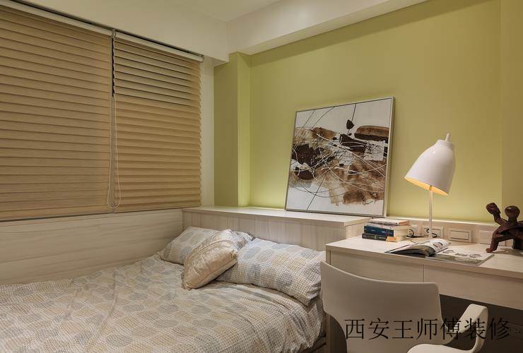 清新现代卧室背景墙装潢图