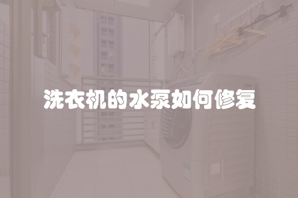 洗衣机的水泵如何修复